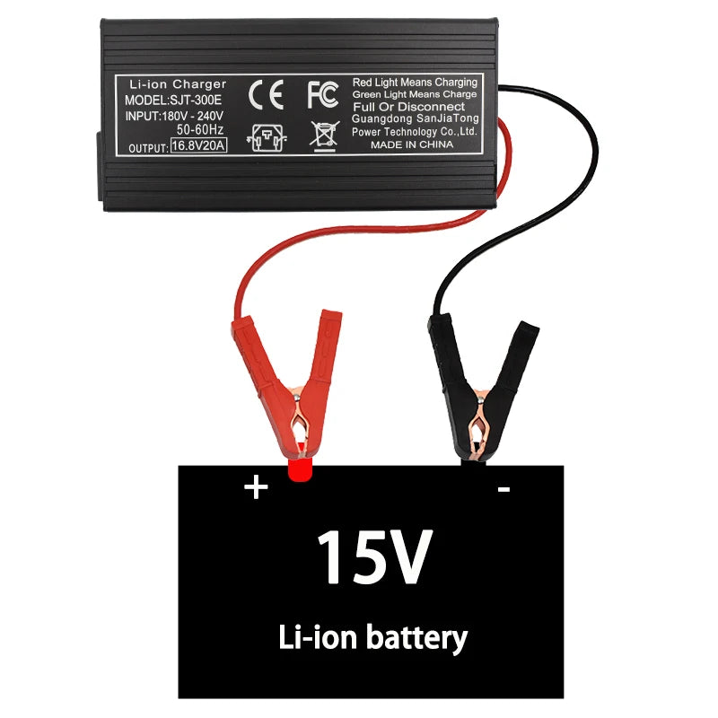 Chargeur de batterie lithium 16.8V 20A pour batterie lithium-ion 4S 14.8V – Charge rapide avec ventilateur, boîtier aluminium, 100-240V, connecteurs XT60 XT90 GX16